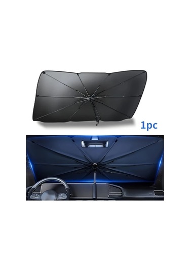 Boatshop1 Premium Titanyum Gümüş Siyah Güneş Şemsiyesi 1 Adet Araba Güneşlik Ön Cam Isı Yalıtımı Uv Koruma Tüm Modeller İçin