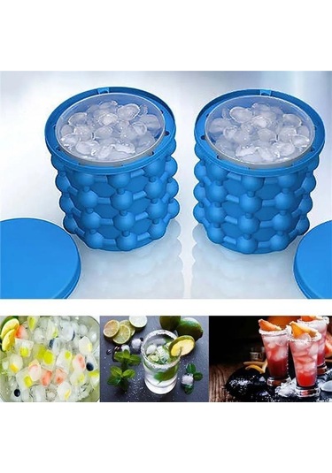 1 Adet-silikon Buz Küpü Makinesi Taşınabilir Kova Şarap Buzluk Çanta Bira Dolabı Yerden Tasarruf Sağlayan Mutfak Gereçleri İçme Viski Dondurma Mavi