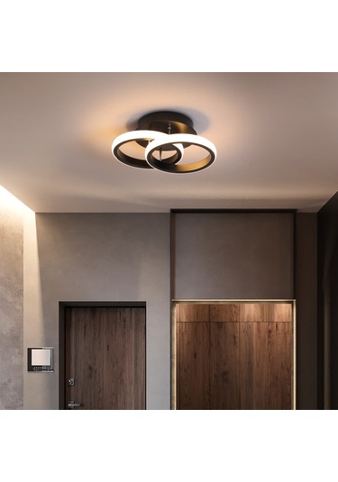 Neevoyu Koyu Siyah Çift Daire Led Aydınlatma, Üç Renk Değişimi, Modern Minimalist Ev Dekoru - Koridor, Balkon, Gardrop, Salon Ve Giriş İçin Uygun Siyah