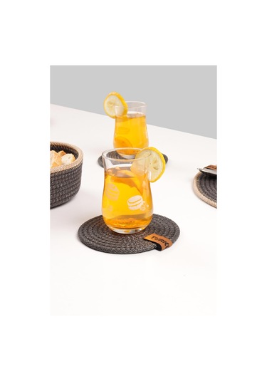 Dekoratif Salyangoz Jüt Dokuma Bardak Altlığı, 6'lı Bardak Altlığı Bej