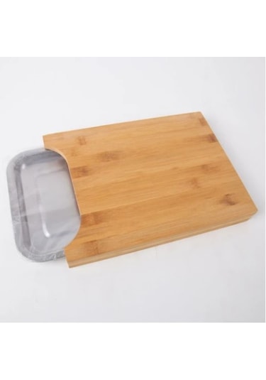 Pratik Tepsili Ahşap Kesme Tahtası Tdrtr