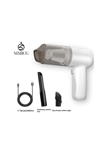 Araba Elektrikli Süpürgesi, Kablosuz, Taşınabilir, Elde Taşınabilir, Küçük, Mini - Beyaz