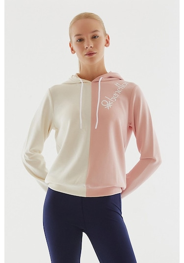 United Colors Of Benetton Kadın Kapüşonlu Sweatshirt Bnt-w20724 Pembe