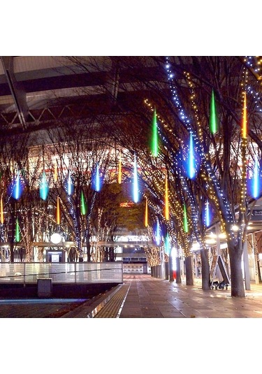 Kırmızı Led Yıldız Yağmuru Işığı, Dış Mekan Su Geçirmez, Renkli Dekoratif Ampul Zinciri, 80cm 8 Adet, Avrupa Standardı Çok Renkli Çok Renkli