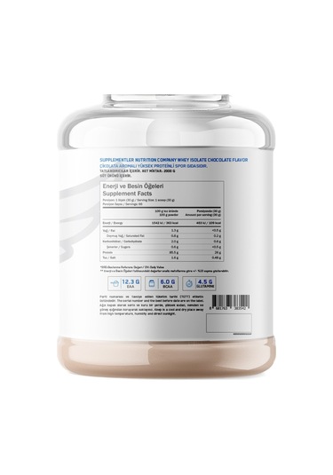 Supplementler Whey Isolate 2000 Gr Çikolata