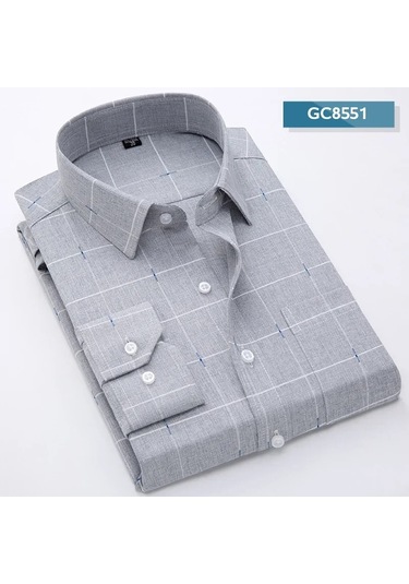 Snapbuy 2024 Erkek Slim Fit Baskılı Gömlek Uzun Kollu Rahat İş Elbisemavi Mavi