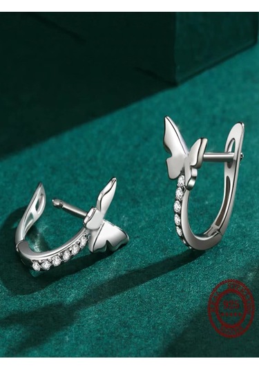 Brezza Lusso Jewelry Timeless Series Zarif Kelebek Tasarım J Model Gümüş Kadın Küpe Gümüş