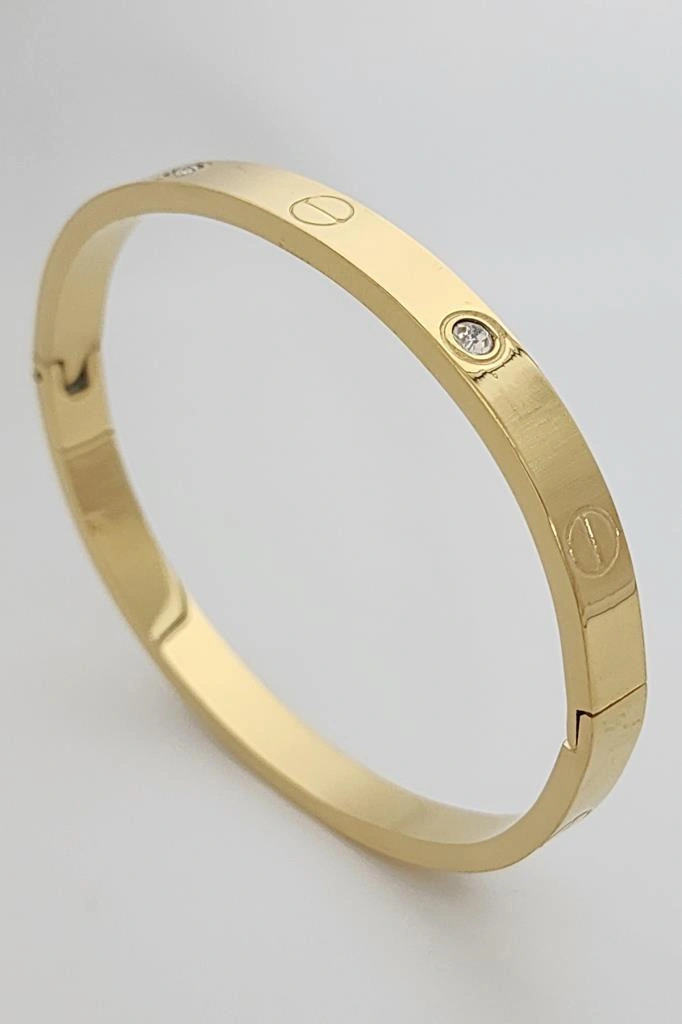 Taşlı Altın Çelik Bileklik Altın