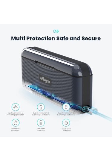 Amagisn Aa07 3 Yuvalı Hızlı Şarj Kutusu Pil Şarj Cihazı Siyah