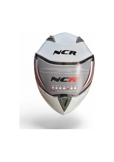 Ncr-158 Çene Açılır Gözlüklü E-ce Belgeli Motosiklet Kaskı Parlak Beyaz