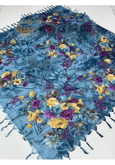 Sökme Boncuklu Pamuk Yazma - 05650 Mavi