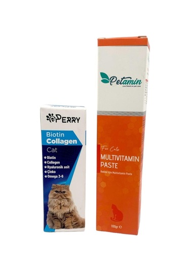 Perry Kediler İçin Biotin Collagen 50 ML + Multivitamin Pasta 100 G