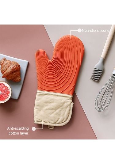 Sones Kalınlaştırılmış Silikon Eldivenler Ev Mikrodalga Fırın Anti-haşlanma Yalıtım Eldiveni