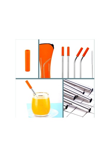 Omeniv 304 Çelik Metal Pipet Set 6 Parça Kamp Outdoor Bahçe Parti