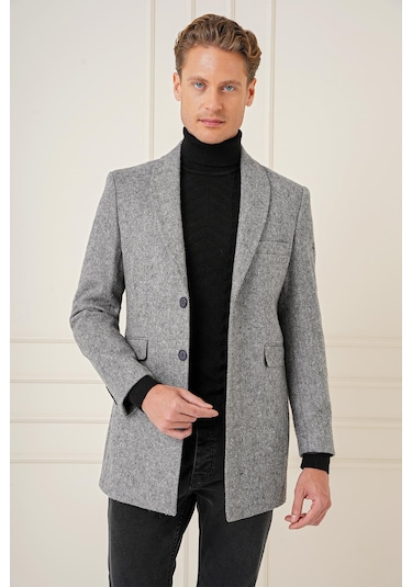 Ka 084 Slim Fit Gri Spor Kaban Gri