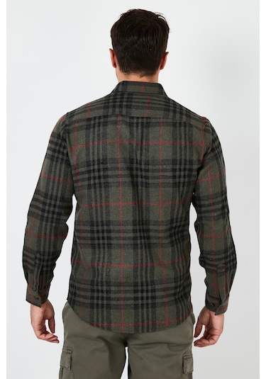 Buratti Ekoseli Uzun Kollu Slim Fit Kışlık Erkek Gömlek Cf21W112844 Haki