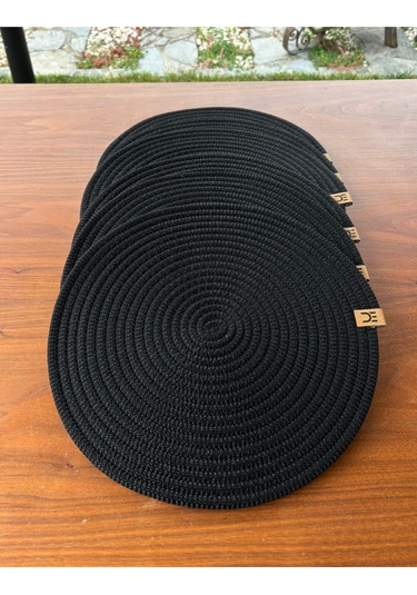 6 Lı Yuvarlak Supla Takımı Kolay Temizlenebilir, Modern Sofralar İçin Siyah