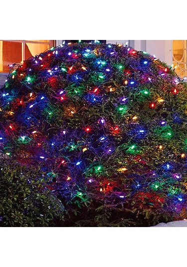 Xindoker 24v Düşük Gerilimli 3x2m Renkli 192 Led'li Su Geçirmez Bahçe Aydınlatması, 8 Işık Modu, Bağlanabilir Jaring Işık Amerikan Tipi Şarj Aleti Renk