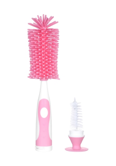 Neevoyu Bebek Biberon Fırçası Silikon 360 Derece Döner Bardak Temizleyici Süspansiyon Tabanlı Pembe Qj08