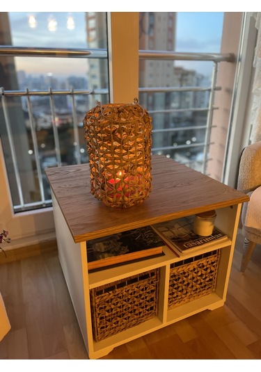 Dekoratif Naturel Fener 32 Cm Hasır