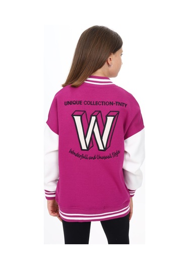 Toontoy Kız Çocuk Nakışlı Kolej Hırka Mürdüm