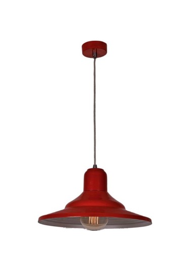 Dylight Retro Kırmızı Tekli Dekoratif Kafe Murfak Aydınlatma Sarkıt Avize Çap:35 Cm