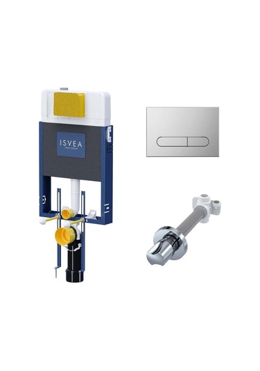 Isvea Durezza Gömme Rezervuar Seti - Parlak Krom Tuğla Duvar Krom