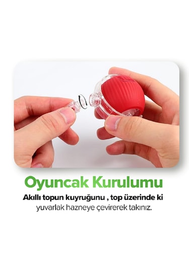 Zekton Kırmızı Akıllı Hareketli Şarjlı 360 Derece Dönebilen Kedi