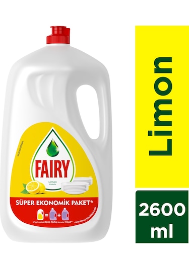 Fairy 2600 ml Sıvı Bulaşık Deterjanı Süper Ekonomik Paket Limon K