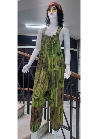 Hint Otantik Yıkamalı Taşlanmış Neon Şalvar Tulum Çok Renkli