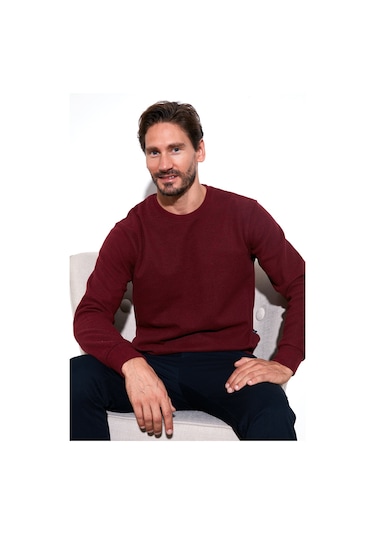 Buratti Slim Fit Bisiklet Yaka Pamuklu Erkek Kazak 456201 Mürdüm