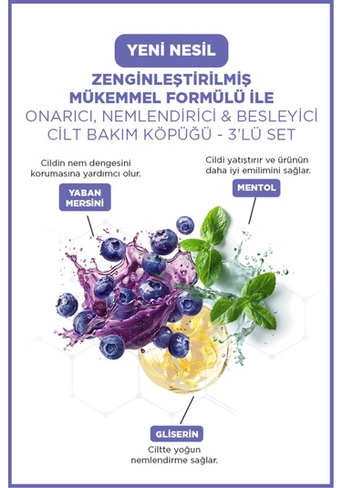 Cilt Bakım Köpüğü Blueberry & Mılkshake 100 Ml 3'lü Set