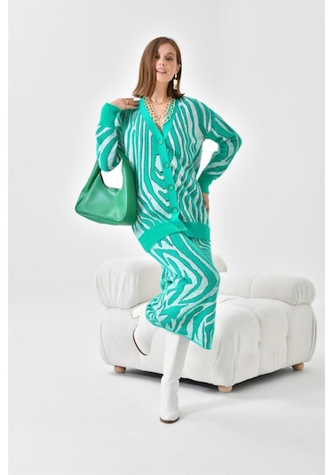 Ftz Women Kadın Zebra Desenli İkili Takım Benetton 20569-benetton Yeşil