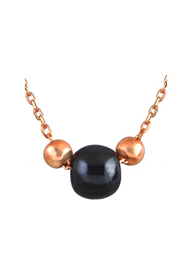 Kadın 925 Ayar Gümüş Hematit Taşlı Gümüş Toplu Kolye N070601 Rose Gold