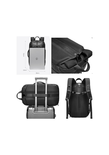 Rztx-8295 Suya Dayanıklı Spor Outdoor Seyahat Laptop Sırt Çantası Siyah