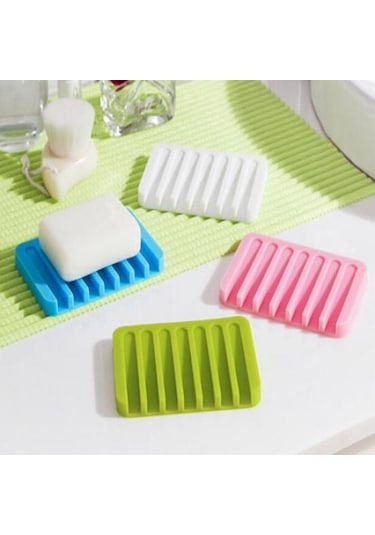 Yeşil Esnek Banyo Silikon Sabunluk Depolama Tutucu Soapbox Plaka Tepsi Drenaj