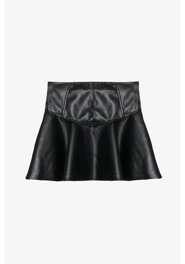 Quzu Volanlı Siyah Kadın Etek Etk01257 Siyah