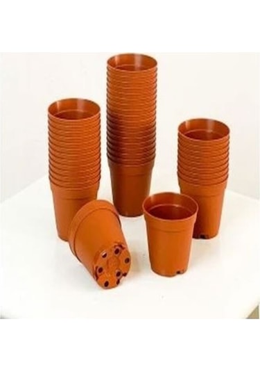 Katı Plastik Sukulent Saksısı 5 Adet Kahverengi 5.5 Cm