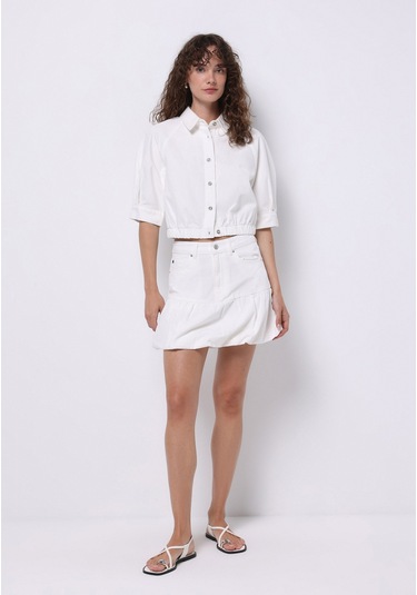 Colins Balloon Skirt Düz Fermuarlı Kadın Beyaz Etek Cl1074980 Q1.v1 Dn44345 Denim