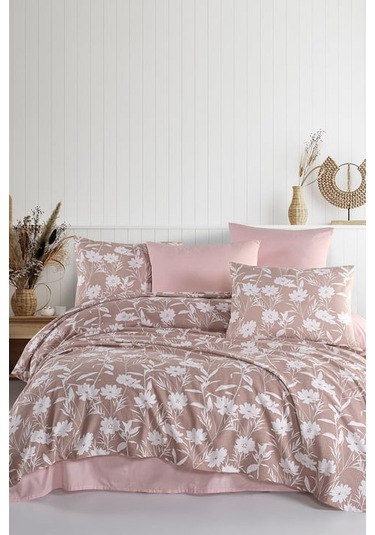 As Perde Cotton Life Çift Kişilik Pike Takımı Stella Gül Kurusu