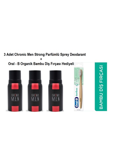 Chronic Strong Men Erkek Deodorant 3 x 150 ML + Diş Fırçası