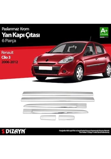 S-Dizayn Renault Clio 3 Hb Krom Yan Kapı Çıtası 6 Prç 2006-2012