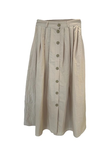 4163 Düğme Detay Etek Bej