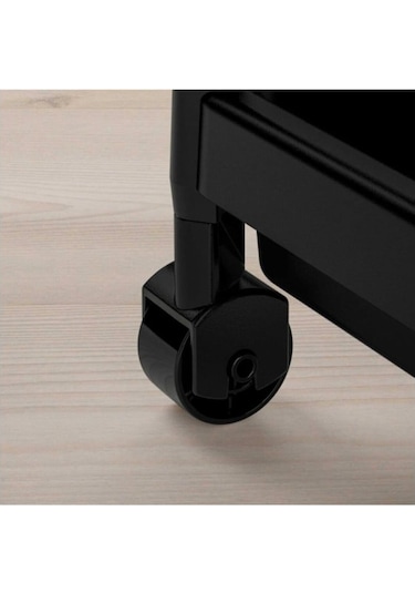 Tekerlekli Dikdörtgen 3 Katlı Raf Ünitesi Banyo Mutfak Düzenleme (495036410) Siyah