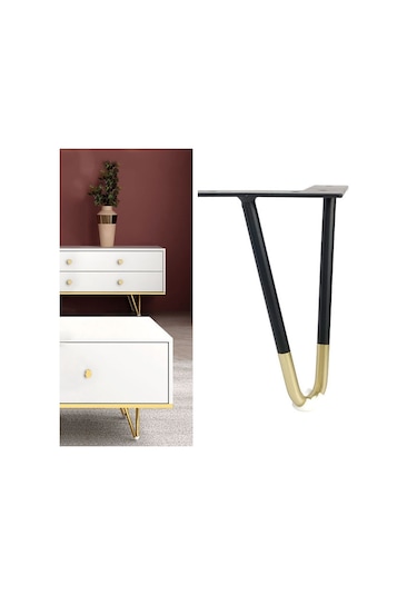 Sones Lh-s0006 Metal Mobilya Destek Ayakları, Yükseklik: 25cm Siyah Altın