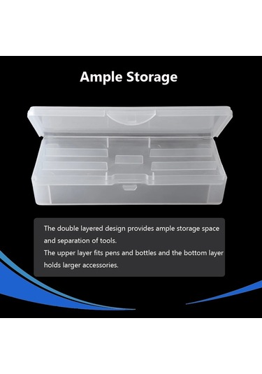 Dikdörtgen Çift Katmanlı Tırnak Sanat Alet Düzenleyici Saklama Kutusu Cımbız Makası Kalemler Lehçe Tırnak Fırçaları Plastik Saklama Kutusu