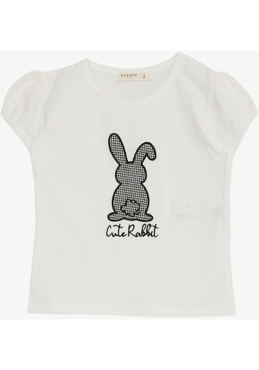 Breeze Kız Çocuk Etekli Takım Şirin Tavşancık Baskılı 3-8 Yaş, Ekru-ekru Ekru