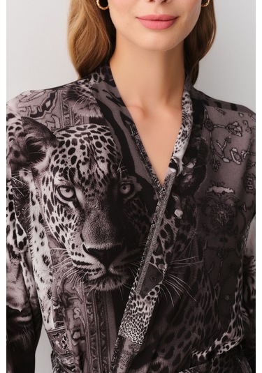 Suwen Rustic Uzun Sabahlık Sh26118615l911 Siyah Desenli