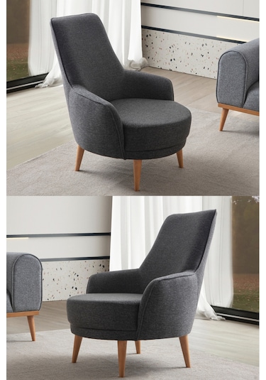 Rebull Keten Berjer Antrasit Tekli Koltuk Siyah