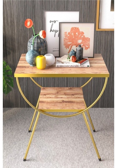 Yan Sehpa Komodin Metal Ayak Gold Ceviz 1982 Ceviz